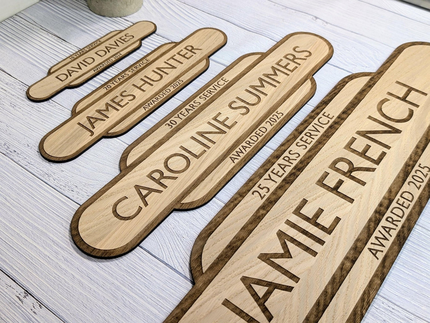 Personalised Long Service Award - Railway Station Themed Sign - British Rail - Oak MDF - Custom Text, 4 Sizes - Eco - Friendly, Train Style - CherryGroveCraft