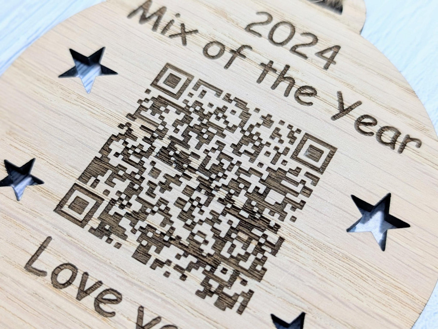 Personalised Mix of the Year Bauble - Engraved QR Code Music Gift, Custom 2024 Playlist Ornament for any Music Streaming Service - CherryGroveCraft