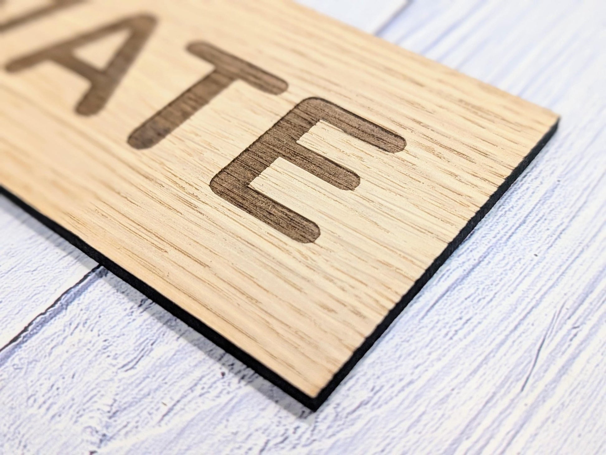Personalised Oak Door Sign – Private or Custom Text | Wooden Wall Plaque for Home, Office or Studio | 4 Sizes – Eco Friendly - CherryGroveCraft