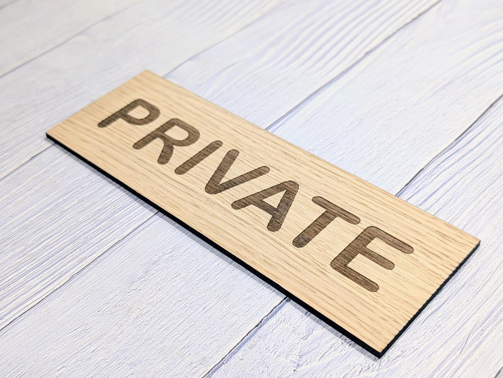 Personalised Oak Door Sign – Private or Custom Text | Wooden Wall Plaque for Home, Office or Studio | 4 Sizes – Eco Friendly - CherryGroveCraft