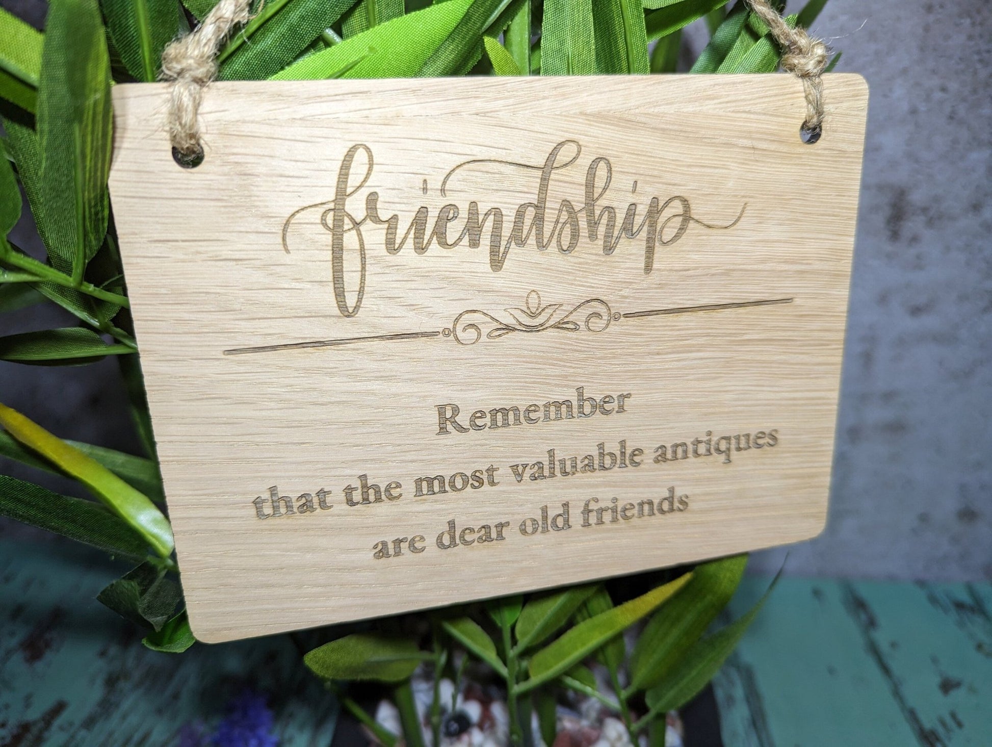 Personalised Oak Friendship Sign - Unique Hanging Wooden Gift - CherryGroveCraft