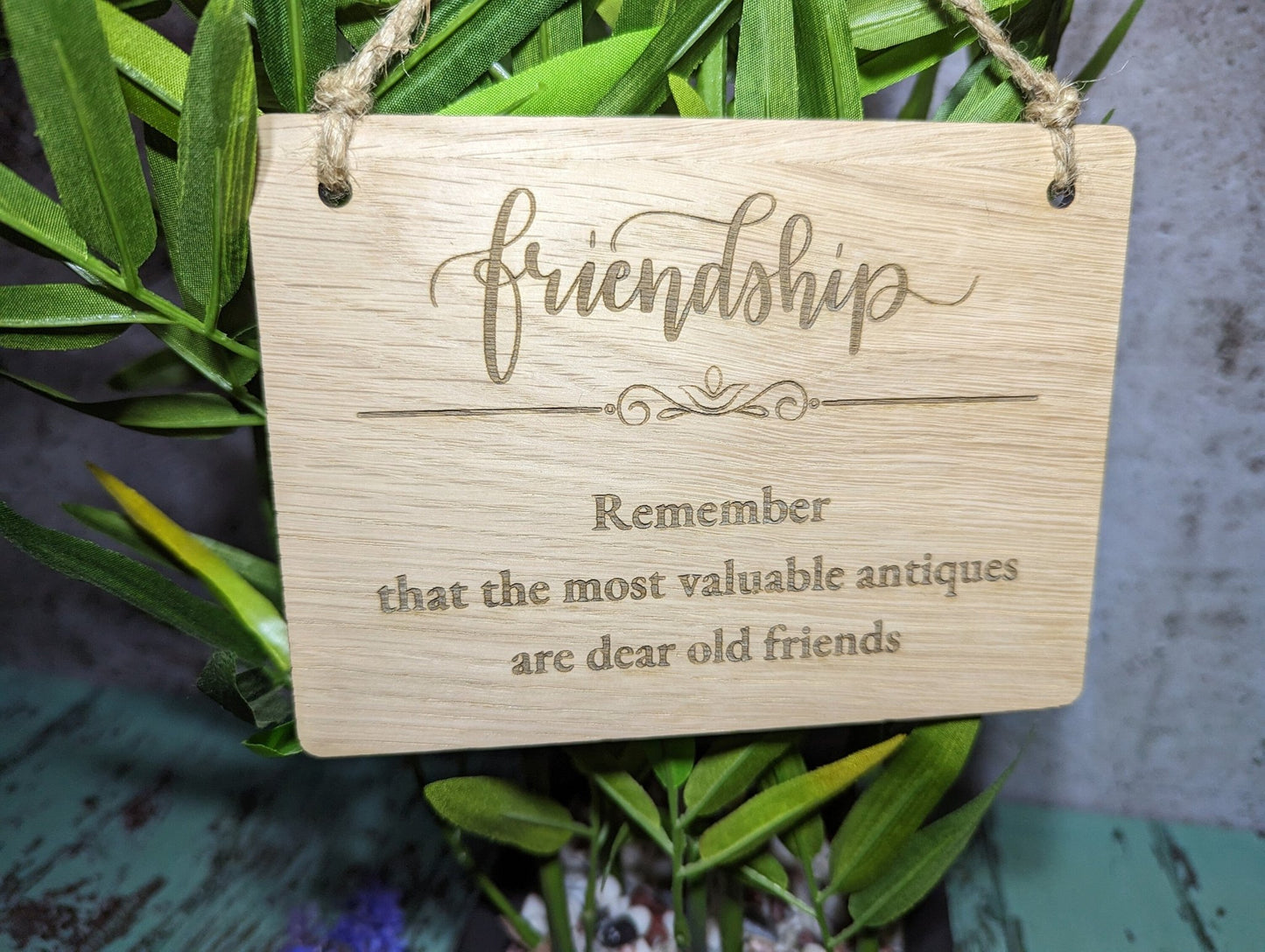 Personalised Oak Friendship Sign - Unique Hanging Wooden Gift - CherryGroveCraft