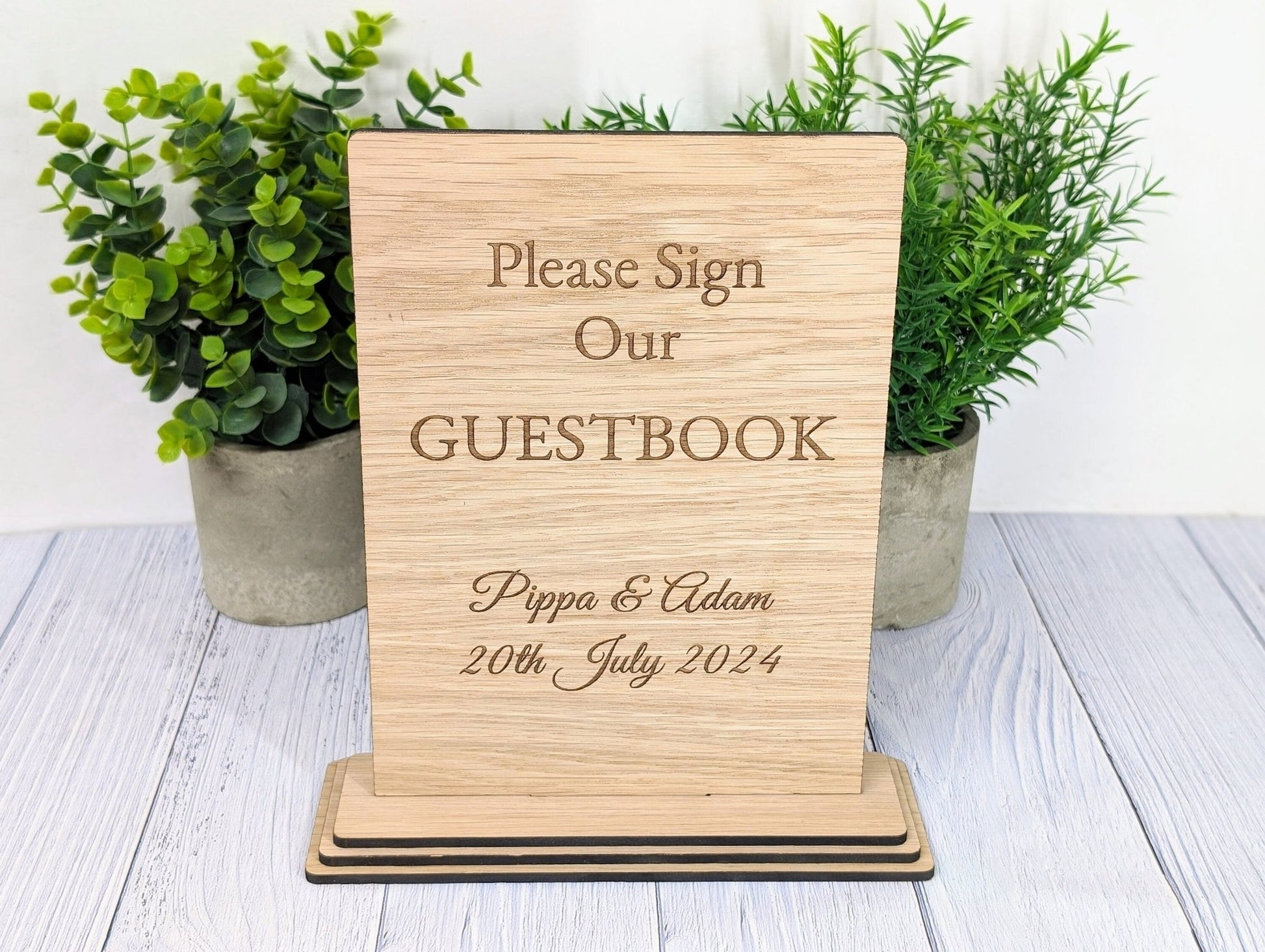Personalised 'Please Sign Our Guestbook' XL Wooden Table Sign - Extra Large Freestanding Display, Weddings, Parties with Custom Name, Date - CherryGroveCraft