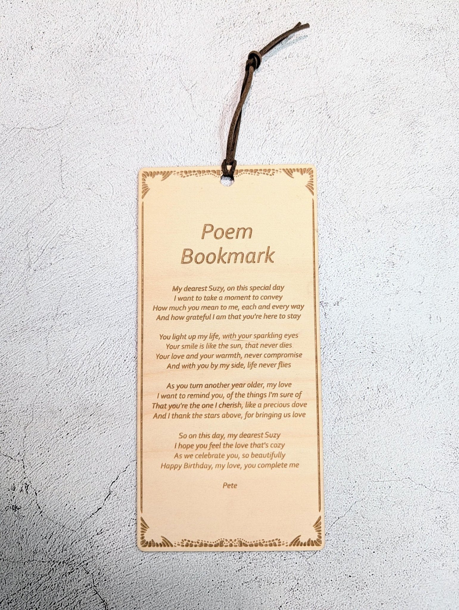 Personalised Poem Bookmark – Engraved Wooden Bookmark, Custom Message or Poem, FSC Birch Plywood, Handmade Gift for Book Lovers - CherryGroveCraft