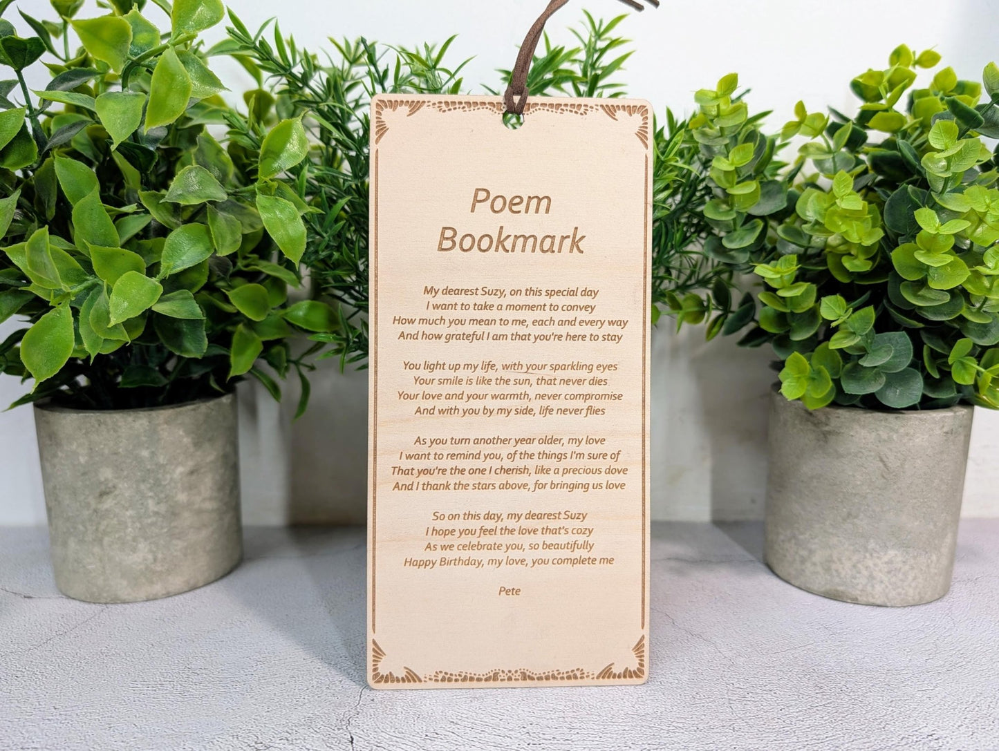 Personalised Poem Bookmark – Engraved Wooden Bookmark, Custom Message or Poem, FSC Birch Plywood, Handmade Gift for Book Lovers - CherryGroveCraft
