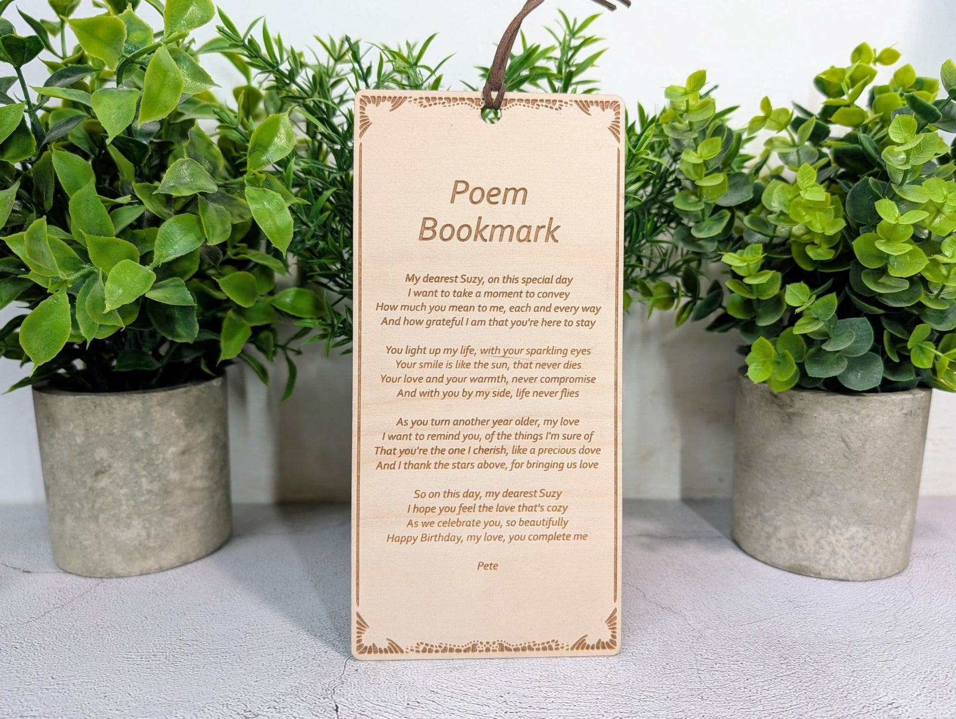 Personalised Poem Bookmark – Engraved Wooden Bookmark, Custom Message or Poem, FSC Birch Plywood, Handmade Gift for Book Lovers - CherryGroveCraft