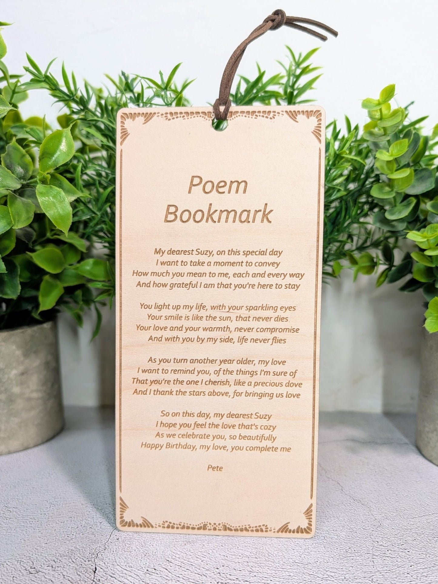 Personalised Poem Bookmark – Engraved Wooden Bookmark, Custom Message or Poem, FSC Birch Plywood, Handmade Gift for Book Lovers - CherryGroveCraft