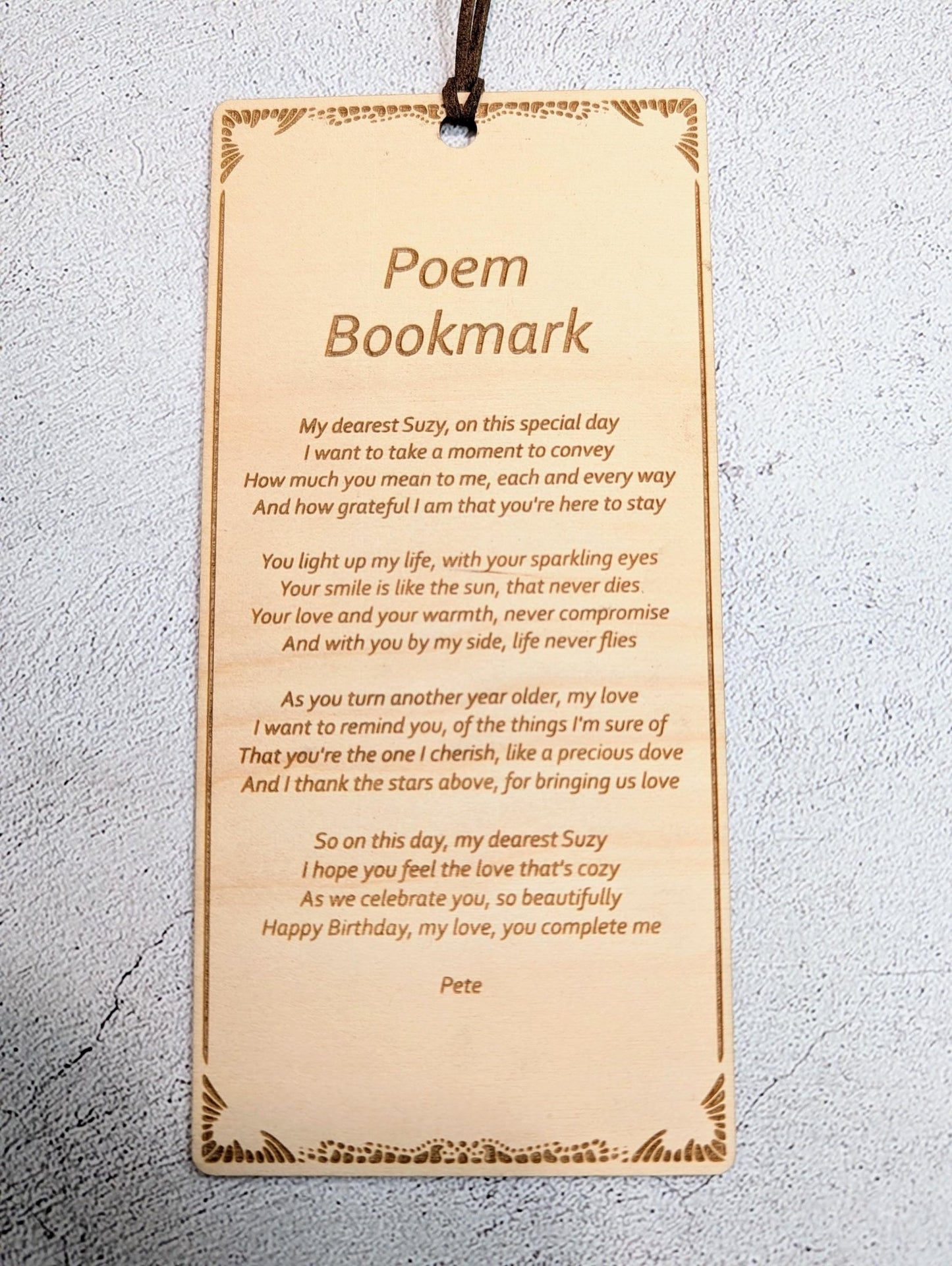 Personalised Poem Bookmark – Engraved Wooden Bookmark, Custom Message or Poem, FSC Birch Plywood, Handmade Gift for Book Lovers - CherryGroveCraft