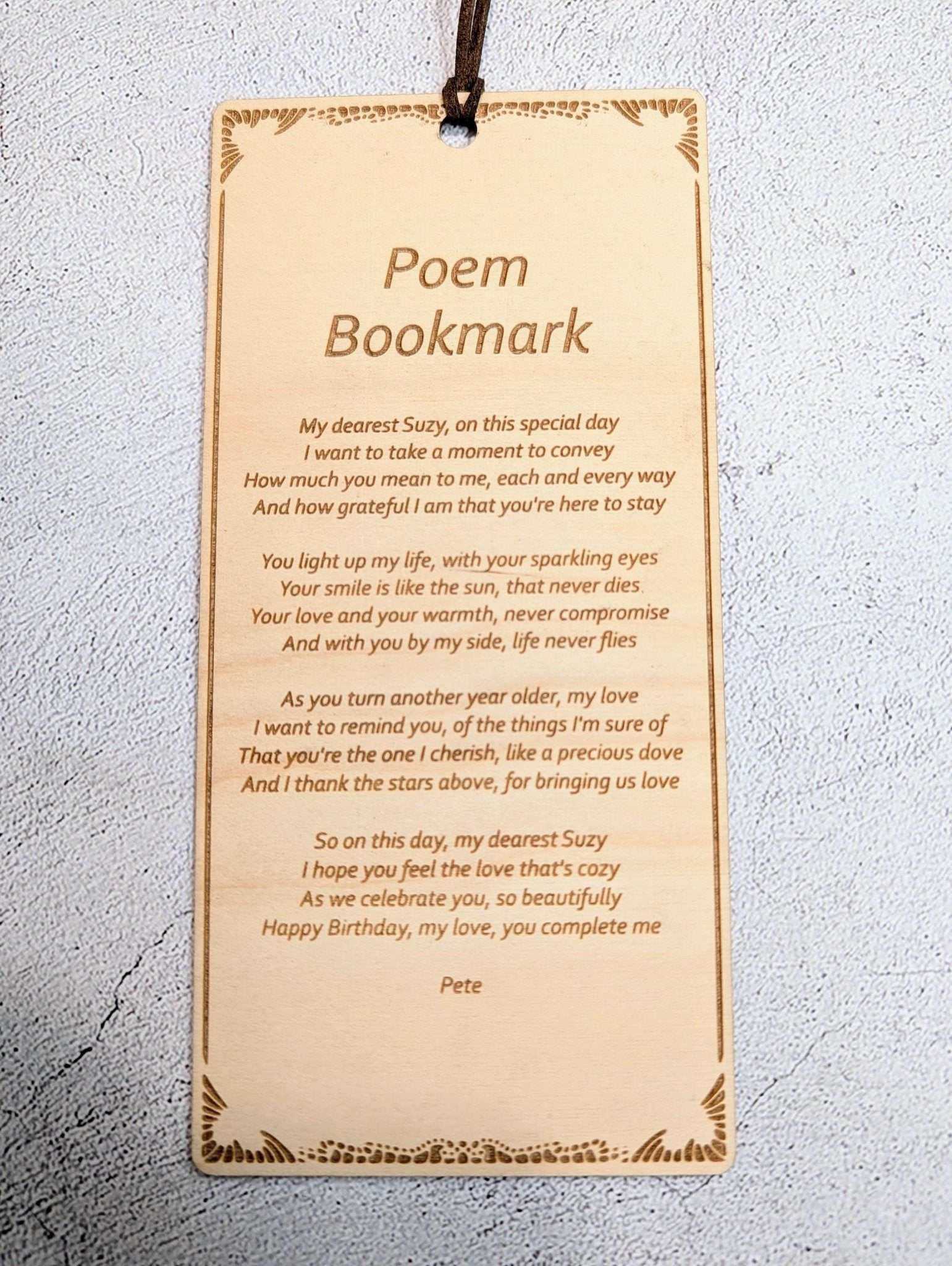 Personalised Poem Bookmark – Engraved Wooden Bookmark, Custom Message or Poem, FSC Birch Plywood, Handmade Gift for Book Lovers - CherryGroveCraft