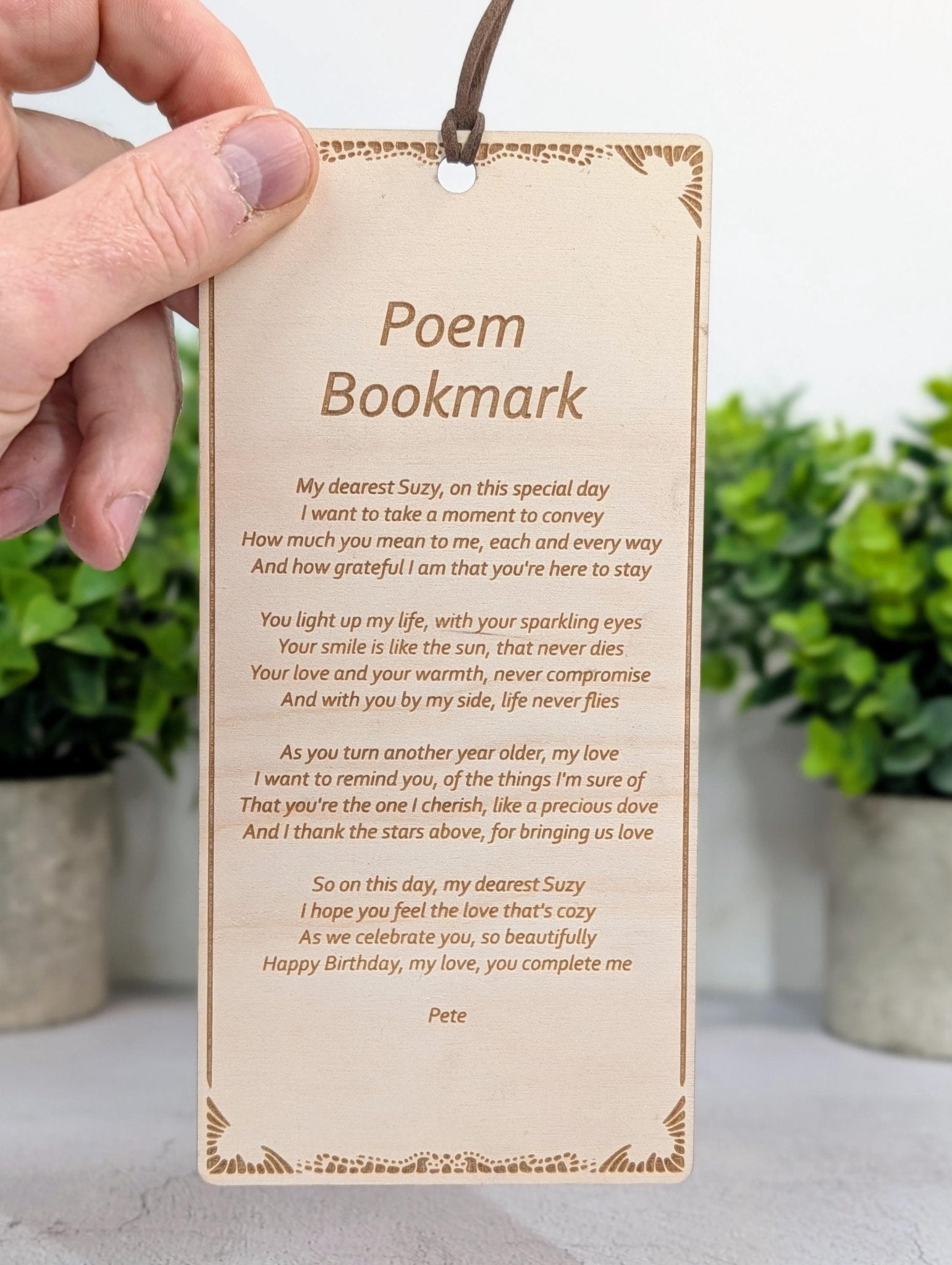 Personalised Poem Bookmark – Engraved Wooden Bookmark, Custom Message or Poem, FSC Birch Plywood, Handmade Gift for Book Lovers - CherryGroveCraft