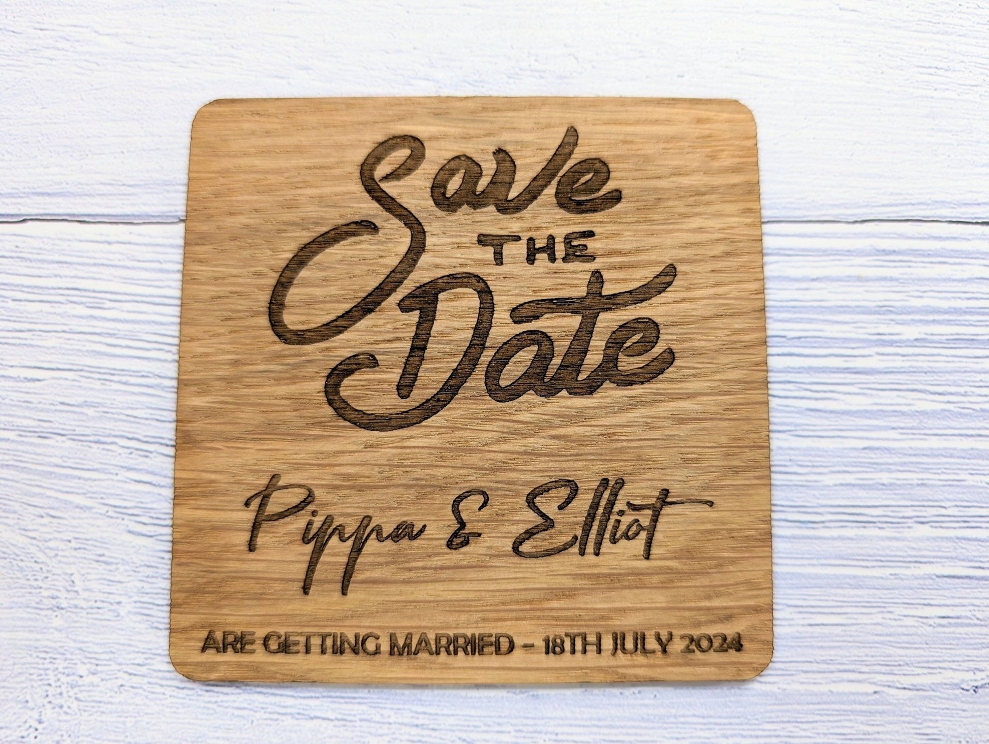 Personalised 'Save The Date' Wooden Coasters - Unique Wedding Favors - CherryGroveCraft