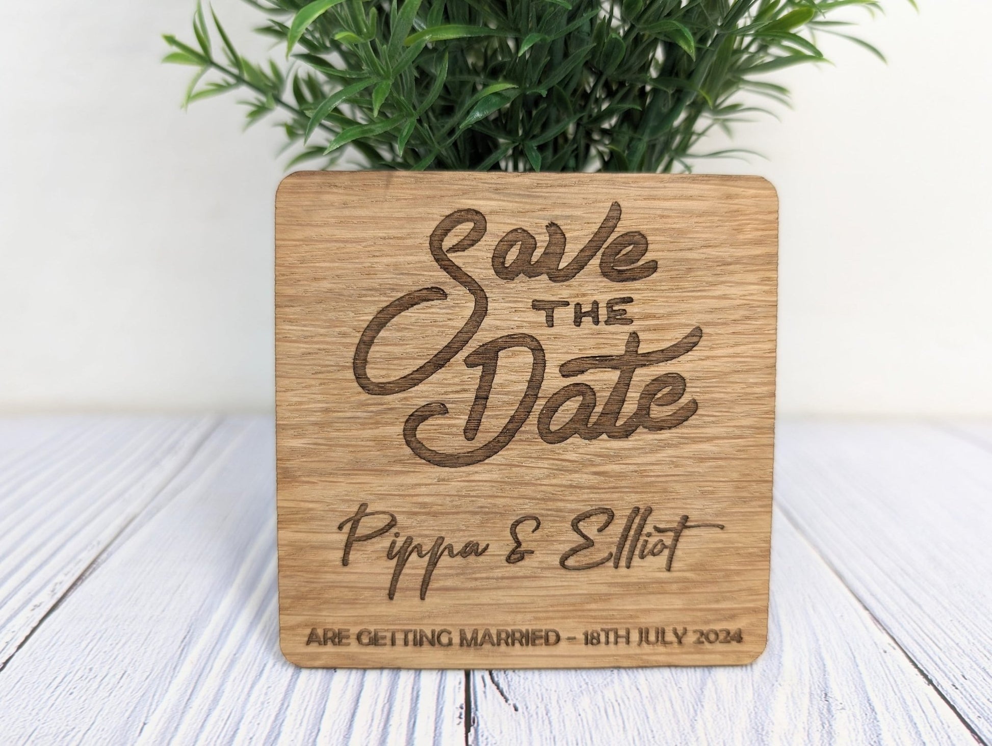 Personalised 'Save The Date' Wooden Coasters - Unique Wedding Favors - CherryGroveCraft