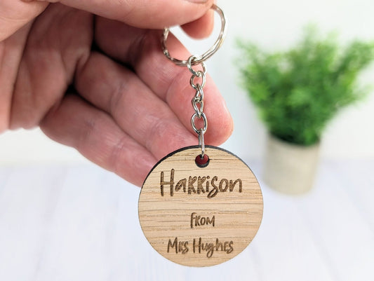 Personalised Student Keyrings | Oak School Key Chains | Gifts For Students | Gifts from Teacher, End of Term, End-of-Year, Custom Names - CherryGroveCraft