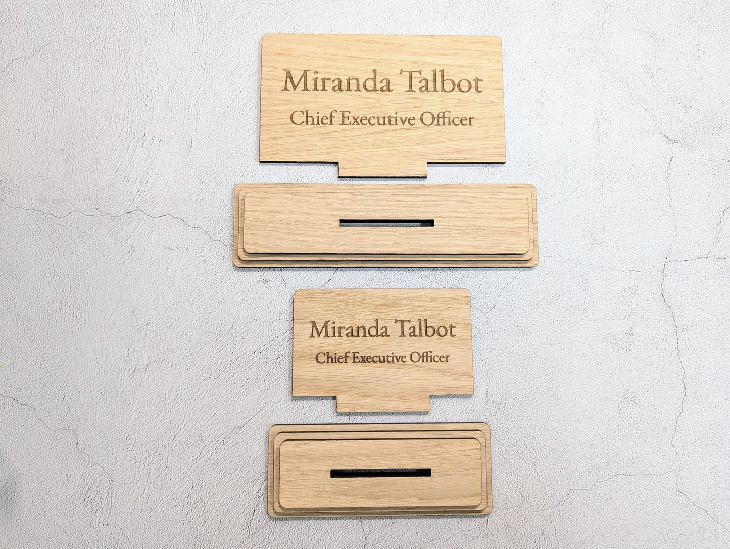 Personalised Wooden Desk Name Plate – Custom Name & Job Title Sign | Oak Veneer, Professional Office Gift, Handmade in Wales - CherryGroveCraft