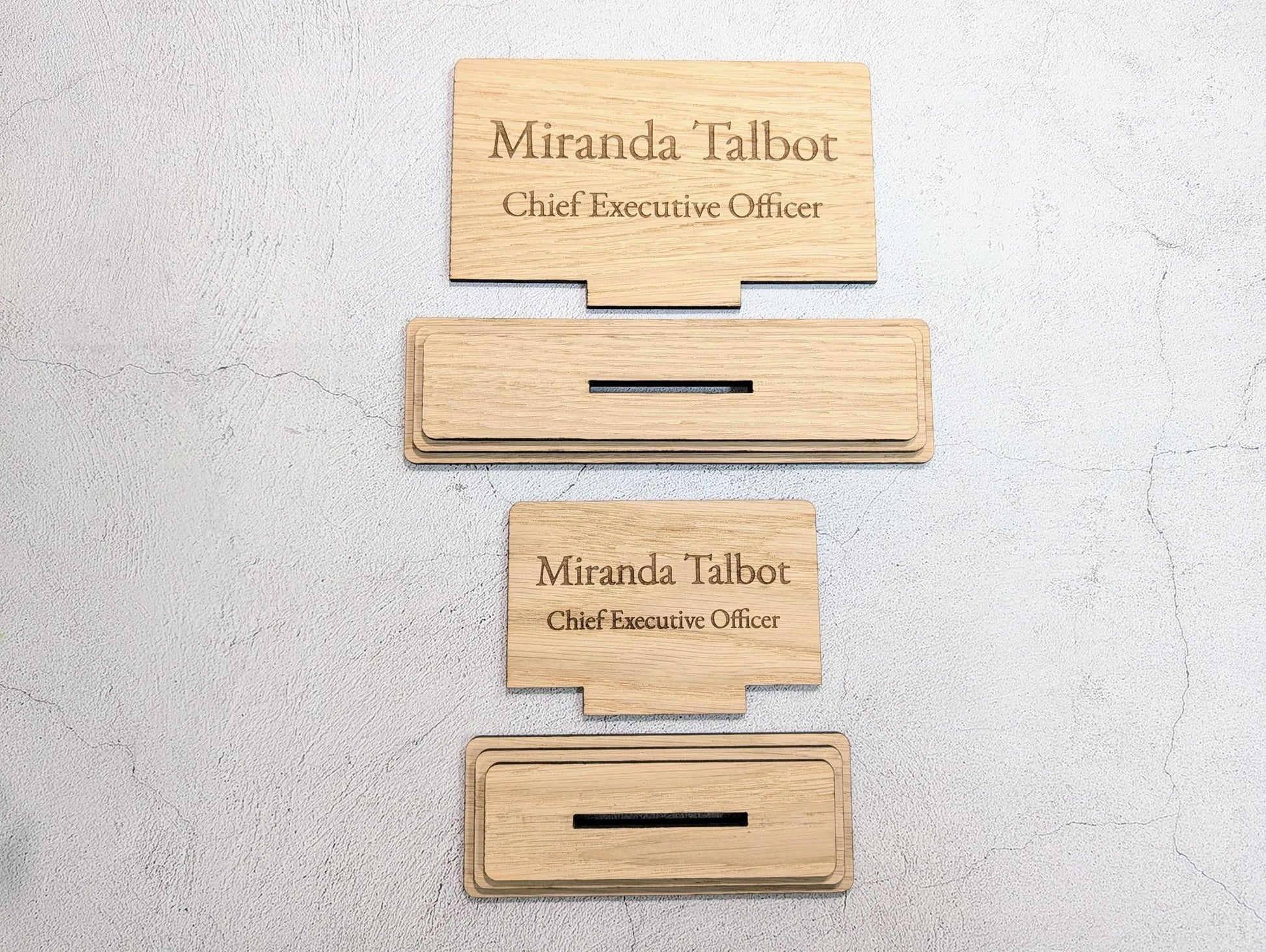 Personalised Wooden Desk Name Plate – Custom Name & Job Title Sign | Oak Veneer, Professional Office Gift, Handmade in Wales - CherryGroveCraft