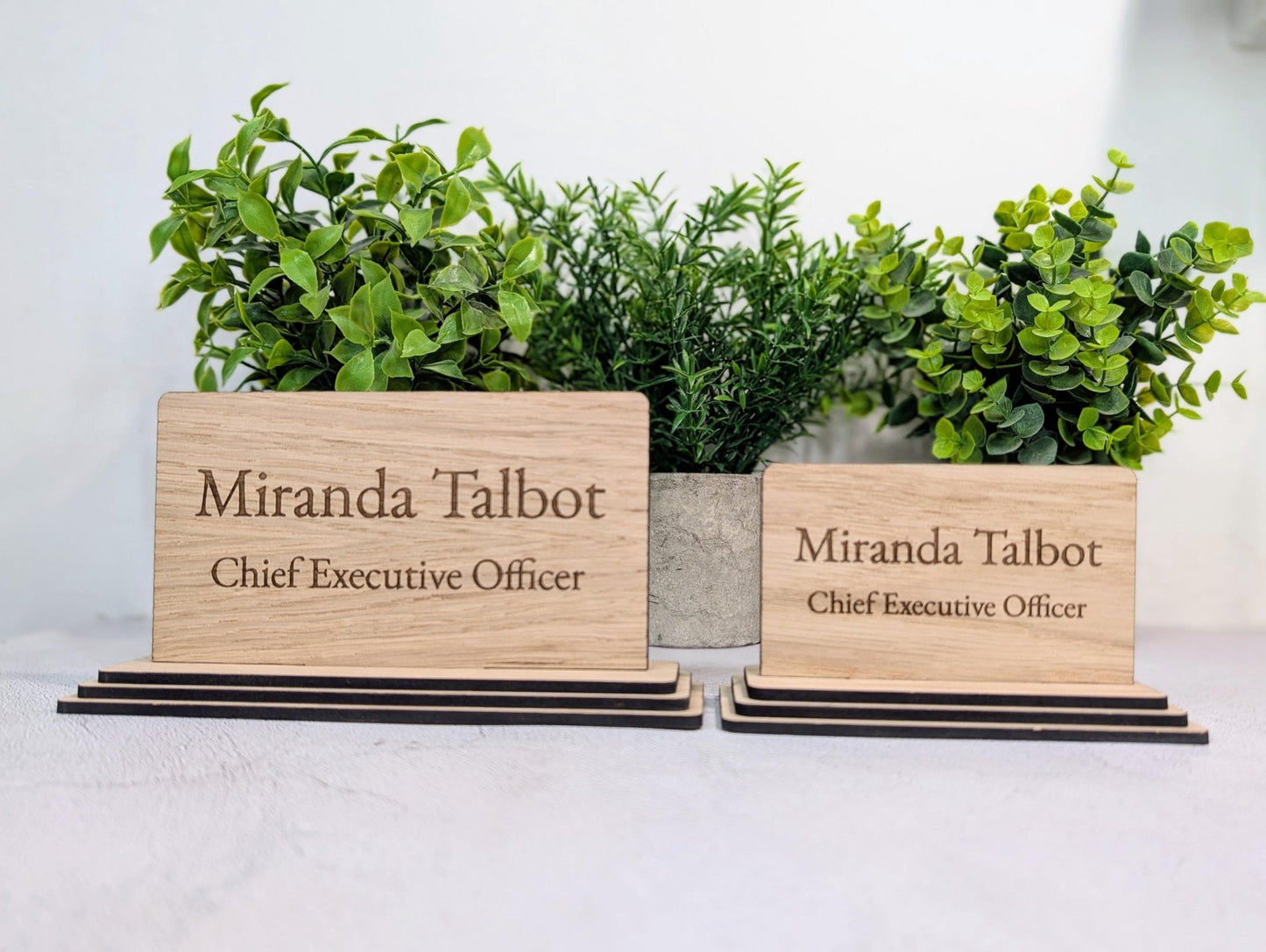 Personalised Wooden Desk Name Plate – Custom Name & Job Title Sign | Oak Veneer, Professional Office Gift, Handmade in Wales - CherryGroveCraft