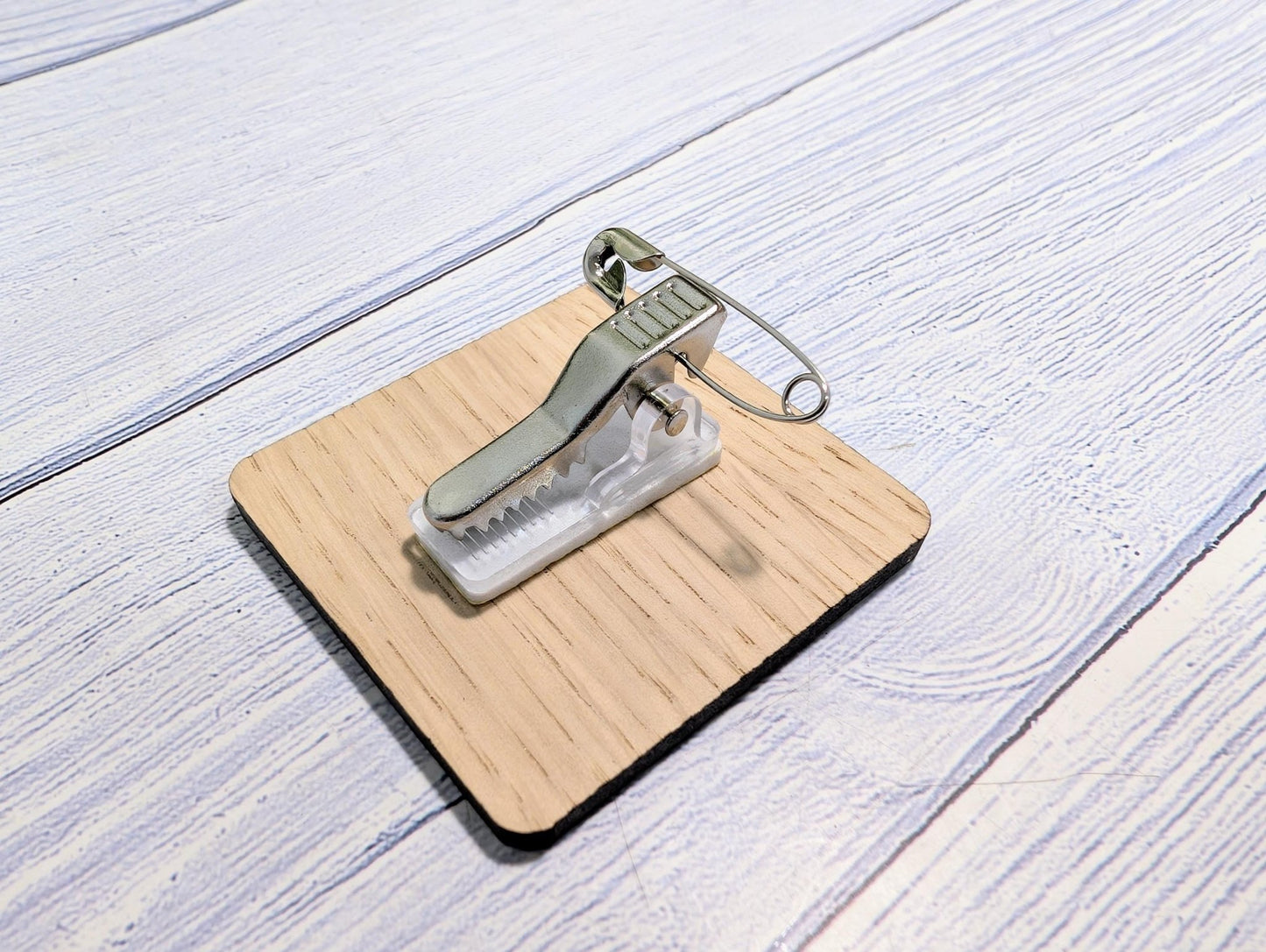 Personalised Wooden Name Badge 50mm x 50mm – Square Shape Oak Veneer with Pin/Clip, Magnet or Pin Only – Eco - Friendly Custom Work ID Tag - CherryGroveCraft