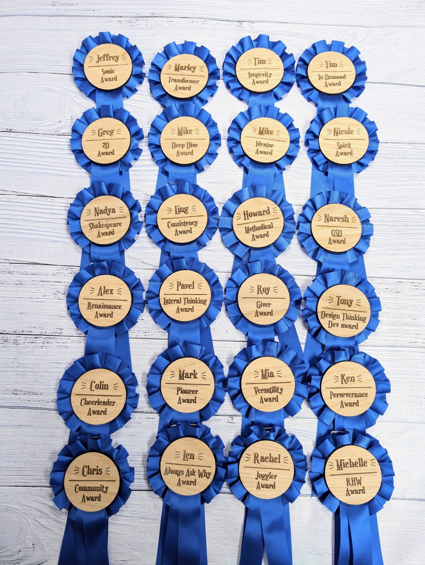 Personalised Wooden Sales Awards Rosette - Celebrate Sales Excellence! | Customised Oak Rosettes in 4 Colours | Award Ribbon - CherryGroveCraft