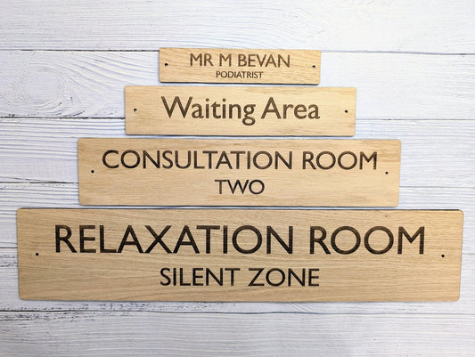 Personalised Wooden Signs for Medical & Wellness Spaces - Customisable for Doors, Receptions, GP Surgeries, Spas - Multiple Sizes Available - CherryGroveCraft