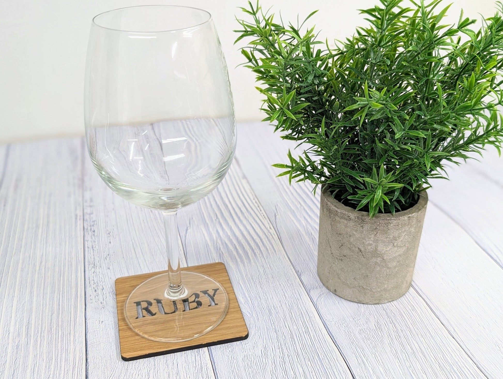 Personalised Wooden Square Coasters - Name Cut-Out - CherryGroveCraft