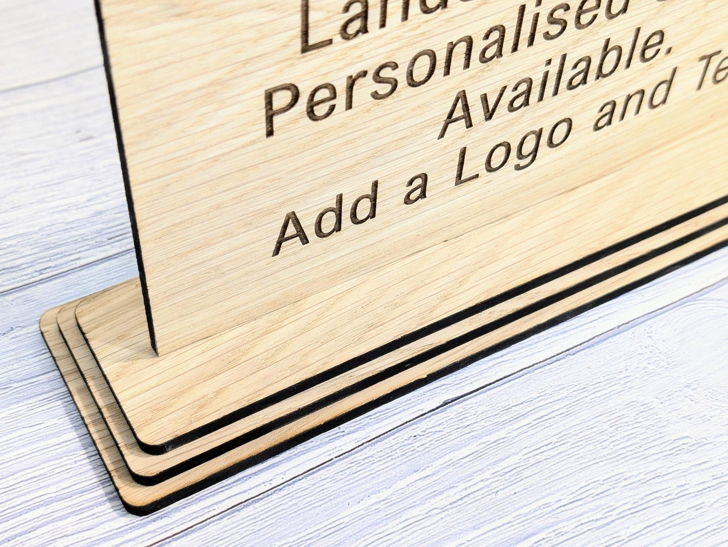 Personalised Wooden Table Signs XL - Custom Text, Logo, Freestanding, Removable Base, Two Sizes, Conference, Wedding, Retail, AirBnB Signage - CherryGroveCraft