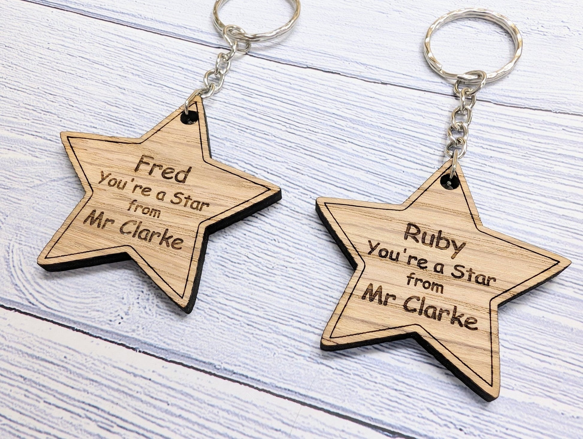 Personalised 'You're a Star' Keyring - Wooden Student Gift, End of Year - Custom Name Engraved - Ideal Gift for Students from Teachers - CherryGroveCraft