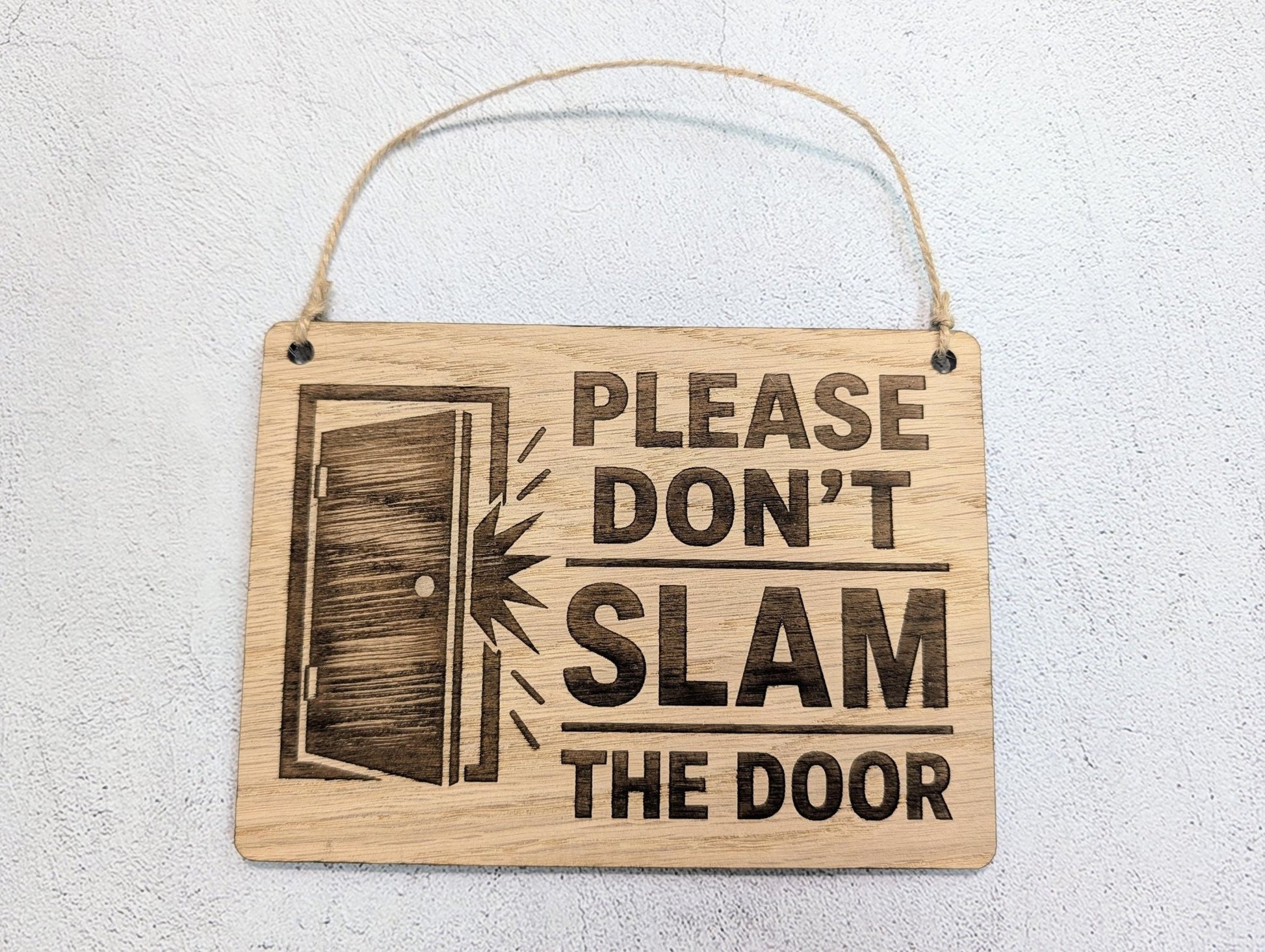 Door Icon sign in kids bedroom setting, oak veneered MDF