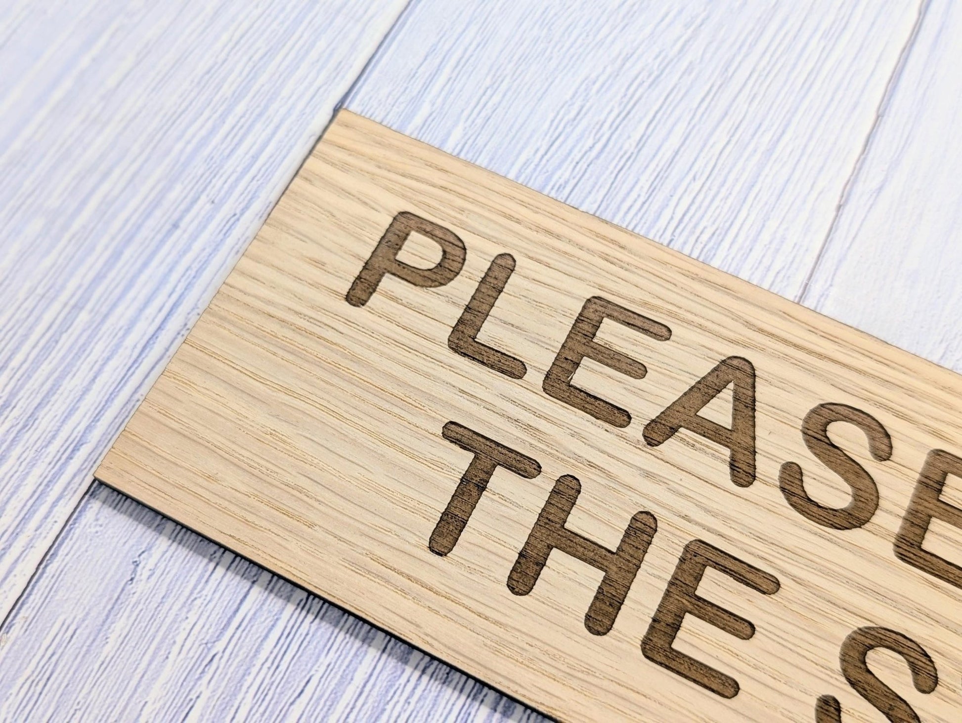 Please Mind The Step Sign – Personalised Wooden Door Sign | Custom Text Oak Veneer Wall Plaque | Private Shop Cafe Warehouse Office Signage - CherryGroveCraft