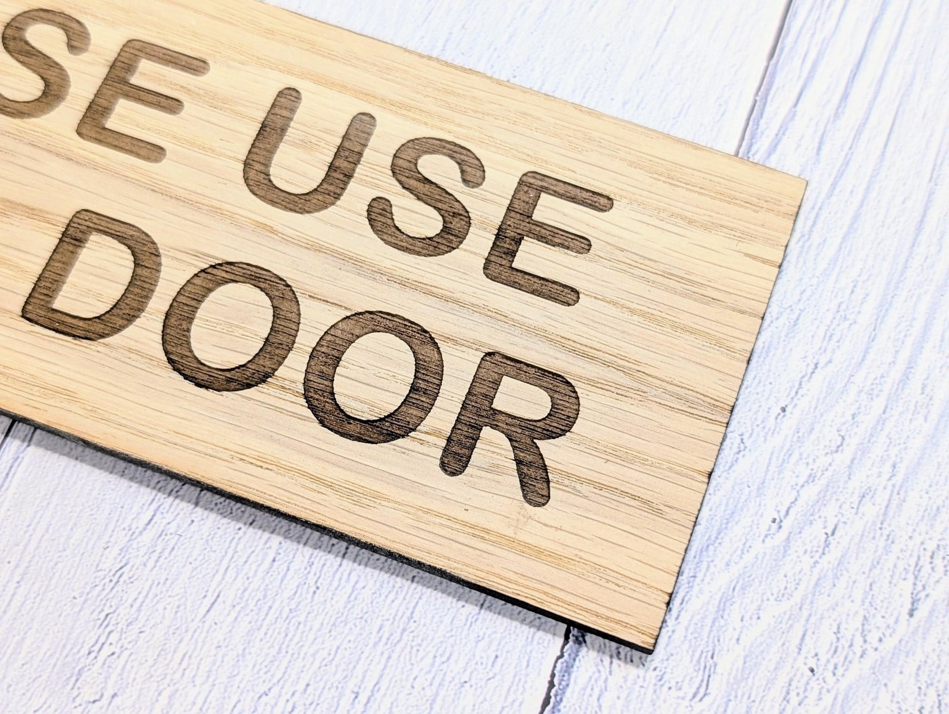 Please Use Other Door Sign – Personalised Wooden Door Sign | Custom Text Oak Veneer Wall Plaque | Private Shop Cafe Warehouse Office Signage - CherryGroveCraft