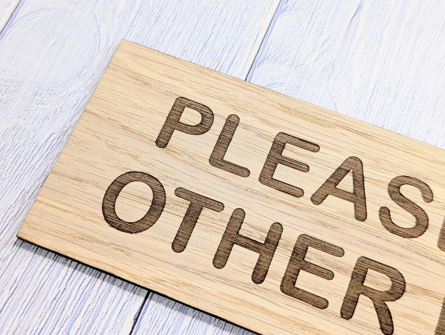 Please Use Other Door Sign – Personalised Wooden Door Sign | Custom Text Oak Veneer Wall Plaque | Private Shop Cafe Warehouse Office Signage - CherryGroveCraft