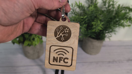 Interactive NFC Wooden Portrait Name Badges with Eco Lanyards - Personalised Name, Company, NFC Link, Logo - Event, Exhibition Badges