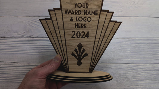 Art Deco Trophy | Personalised Oak | Business & Club Awards