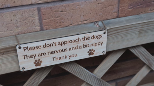 Please Don’t Approach the Dogs Sign | Bamboo | Outdoor | Paw Prints