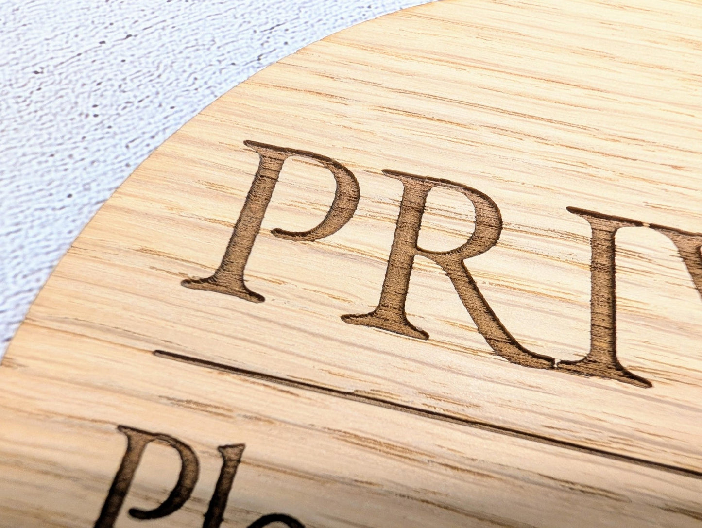 Private Do Not Enter Sign – Circular Oak Veneered Wooden Sign for Business, BnB or Home, Indoor Use Only, Handmade in Wales, Plastic - Free - CherryGroveCraft