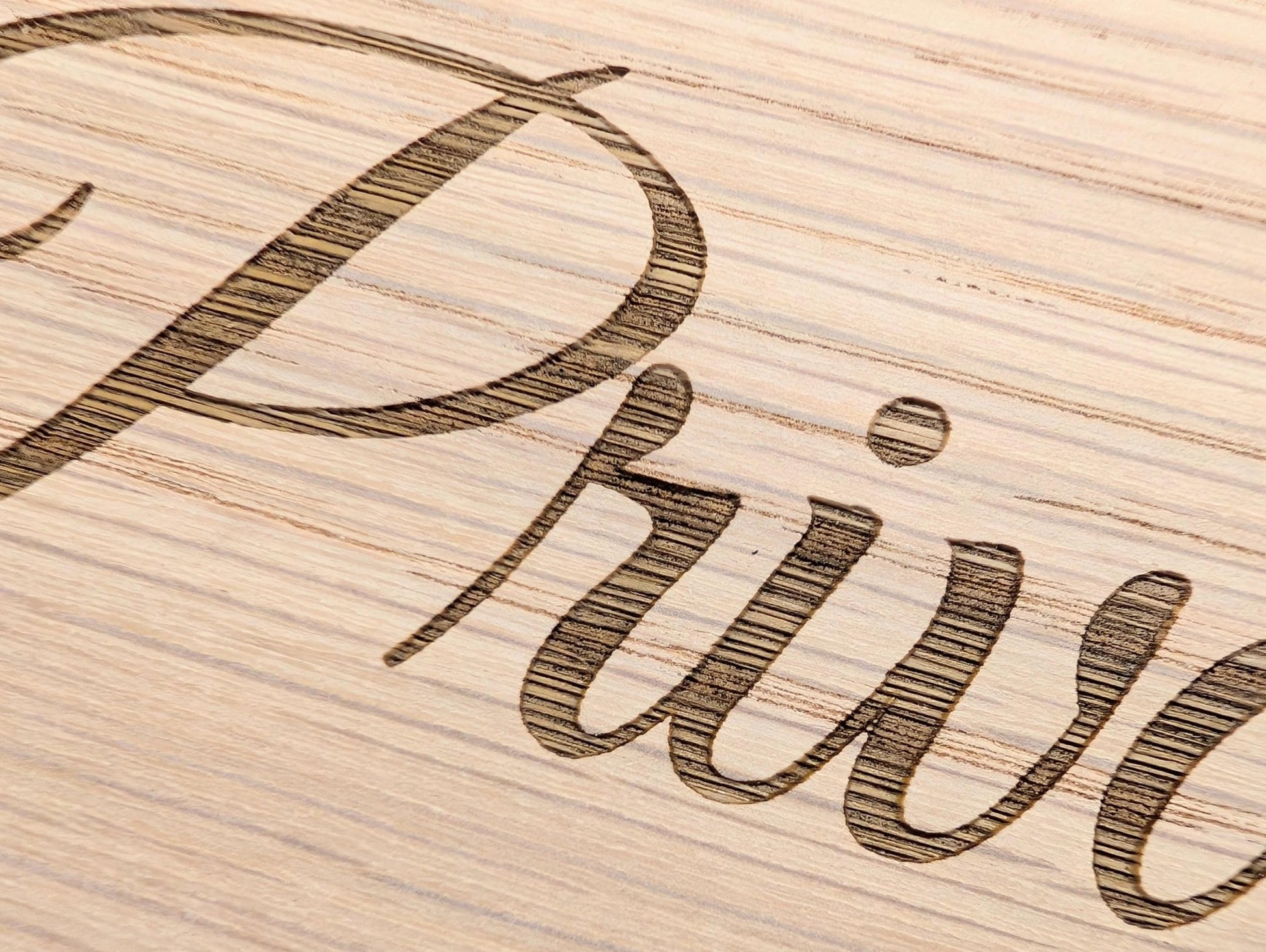 Private Door Sign – Oak Veneered Wooden Hanging Sign for Offices, Guest Rooms or Studios | Handmade in Wales | Eco - Friendly Packaging - CherryGroveCraft