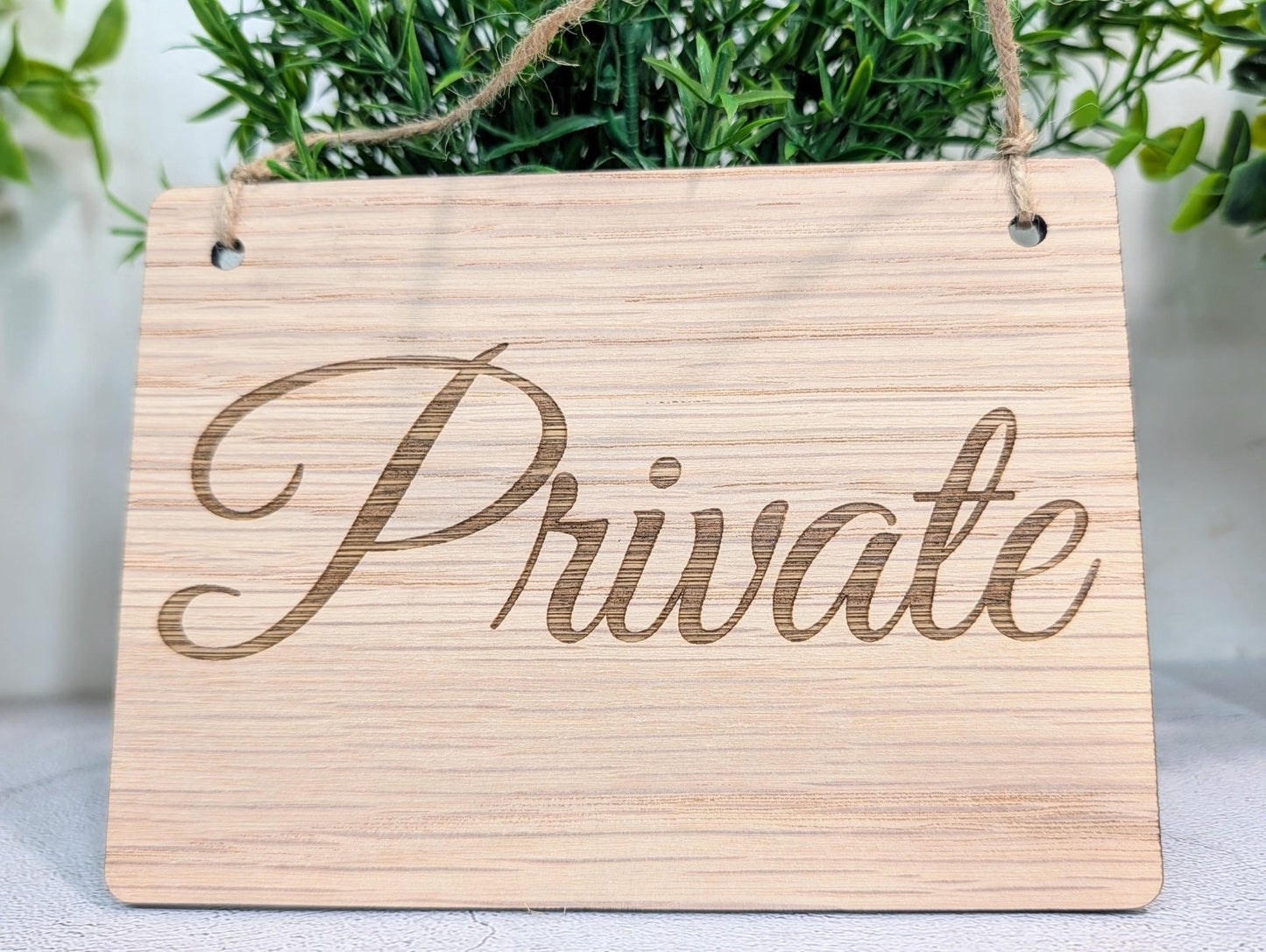 Private Door Sign – Oak Veneered Wooden Hanging Sign for Offices, Guest Rooms or Studios | Handmade in Wales | Eco - Friendly Packaging - CherryGroveCraft