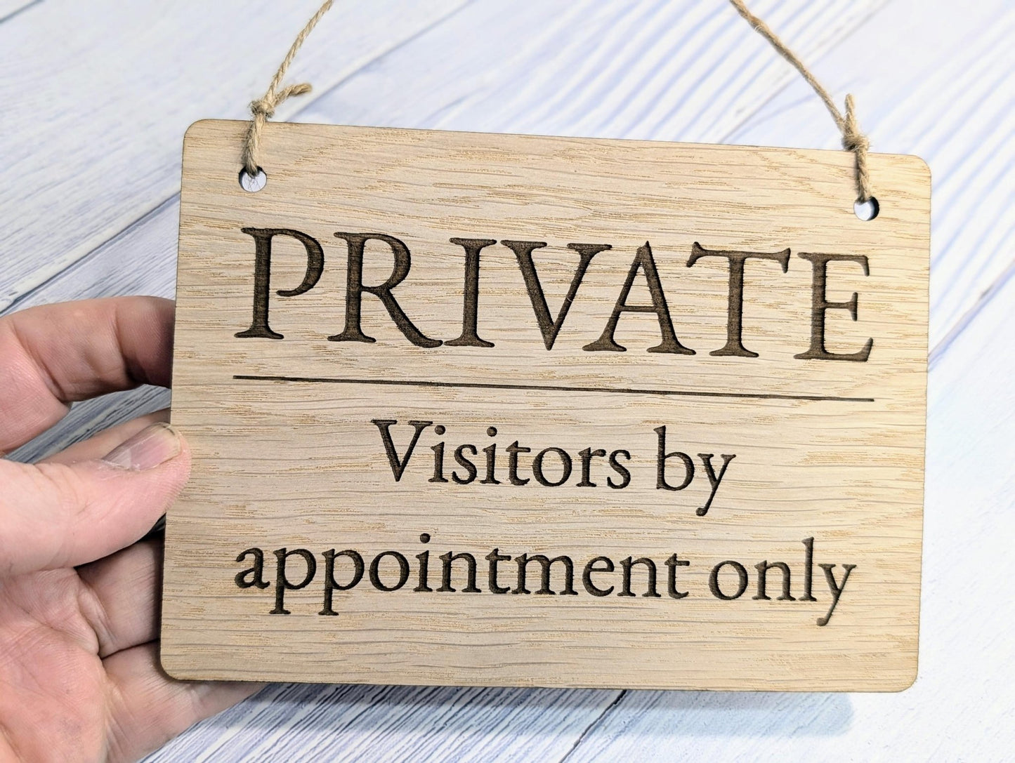 PRIVATE Visitors by Appointment Only Sign - Customisable Wooden Privacy Sign - Ideal for Home, Office, or Business - Eco - Friendly Materials - CherryGroveCraft