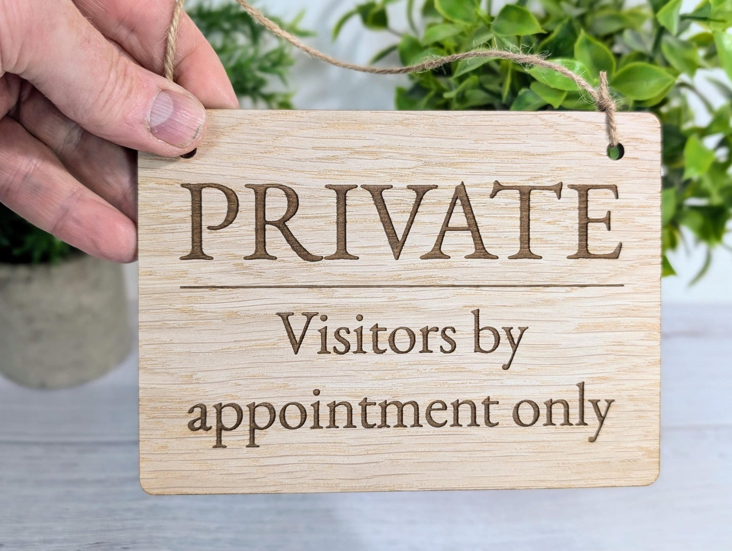 PRIVATE Visitors by Appointment Only Sign - Customisable Wooden Privacy Sign - Ideal for Home, Office, or Business - Eco - Friendly Materials - CherryGroveCraft