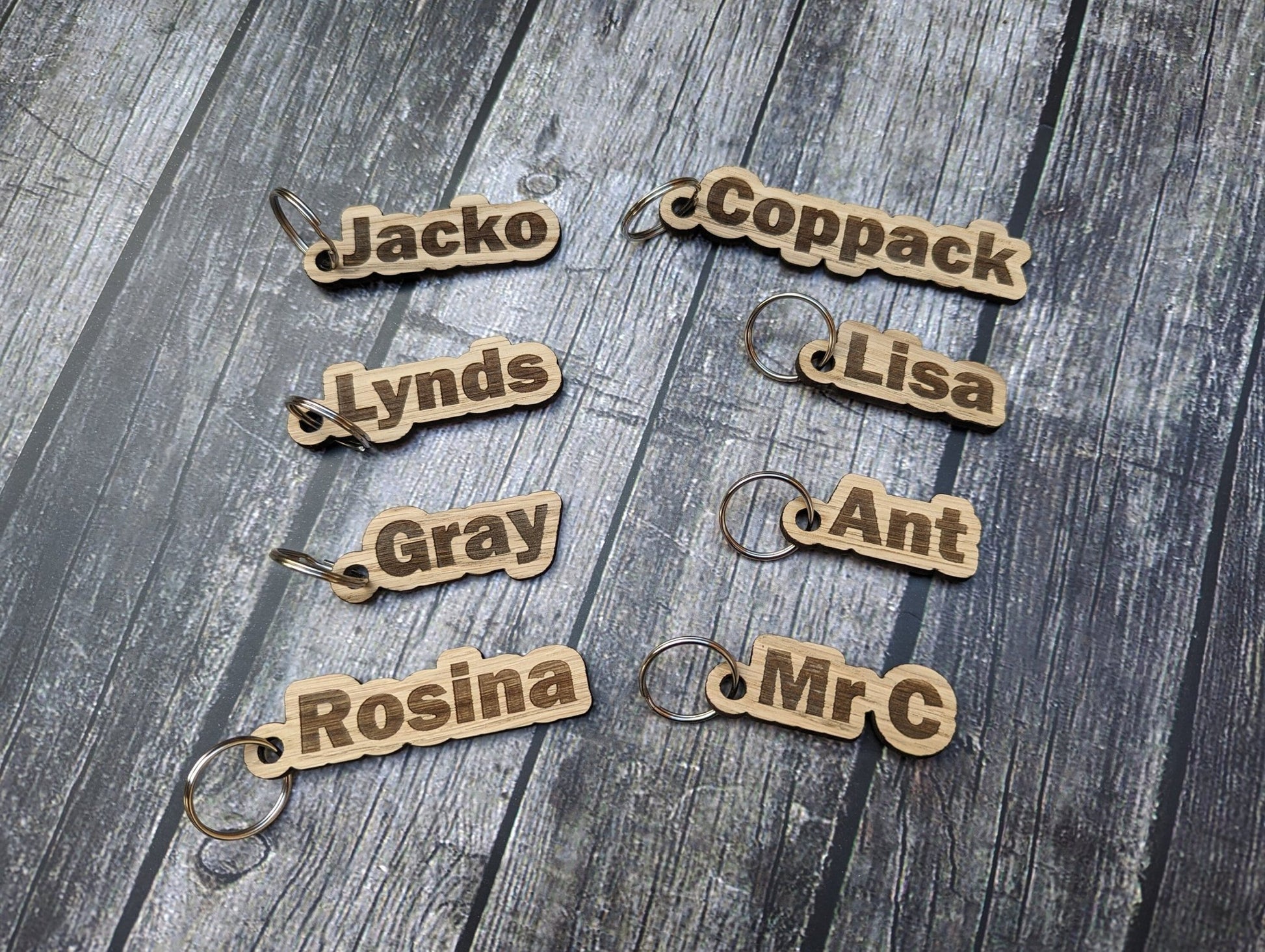 School Student Gifts, Personalised Keyrings For Students, Gifts From Teacher, Oak Wooden Keyrings, Name Keyrings, Teacher Gifts - CherryGroveCraft