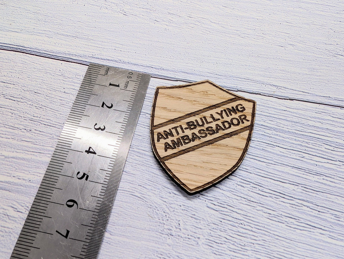 Small School Attendance Badges - 40x48mm - Oak Veneered MDF - Personalised or Pre - Designed Options for Students - CherryGroveCraft