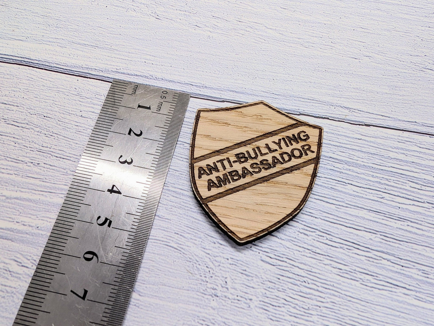 Small School Attendance Badges - 40x48mm - Oak Veneered MDF - Personalised or Pre-Designed Options for Students