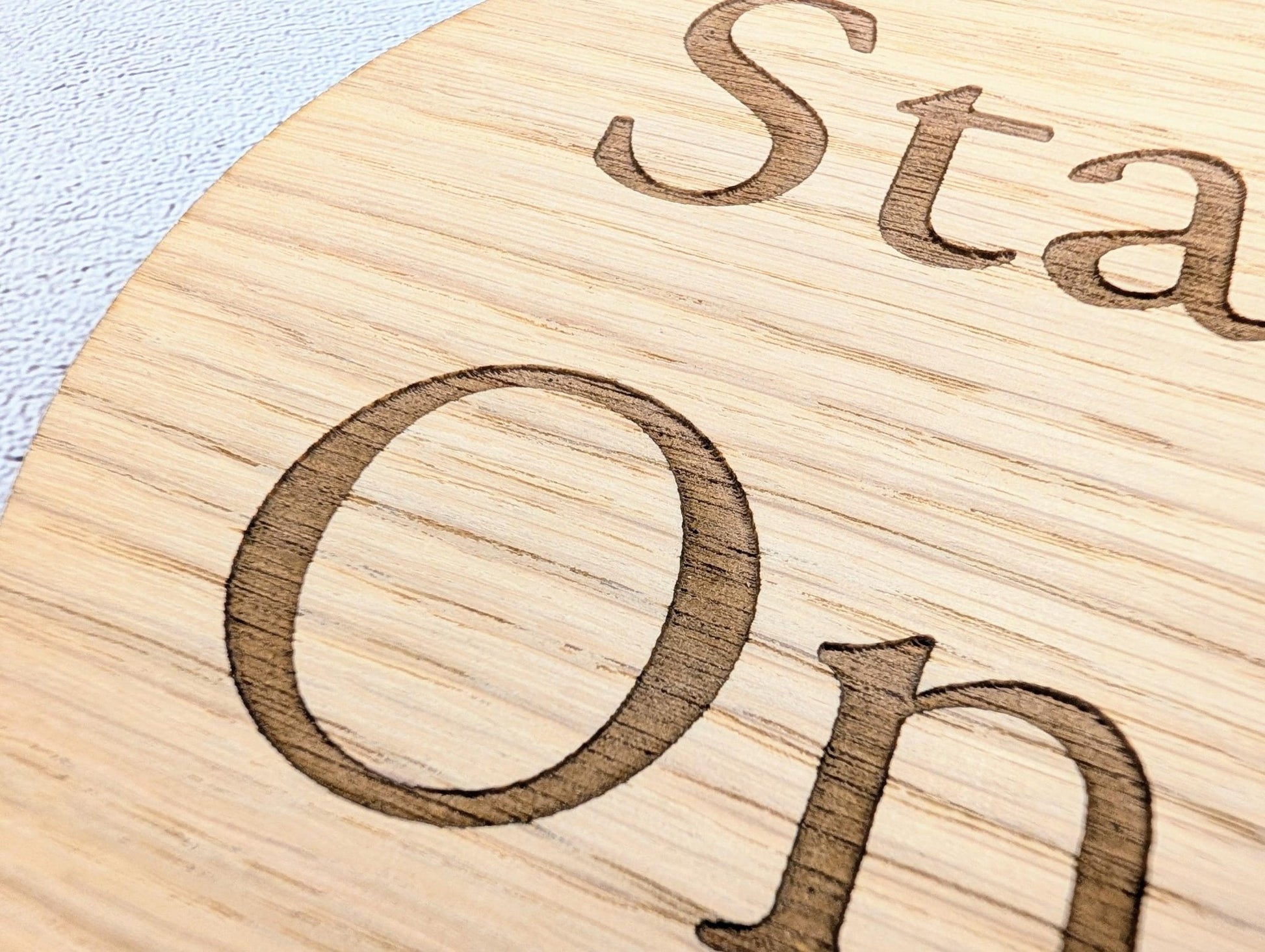 Staff Only Door Sign – Circular Oak Veneered Wooden Sign for Business, Indoor Use Only, Handmade in Wales, Plastic - Free Packaging - CherryGroveCraft