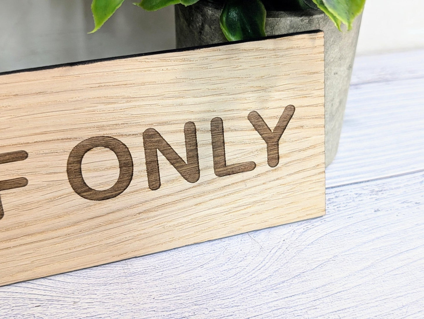 Staff Only Sign – Personalised Wooden Door Sign | Custom Text Oak Veneer Wall Plaque | Private Shop Cafe Warehouse Office Signage - CherryGroveCraft