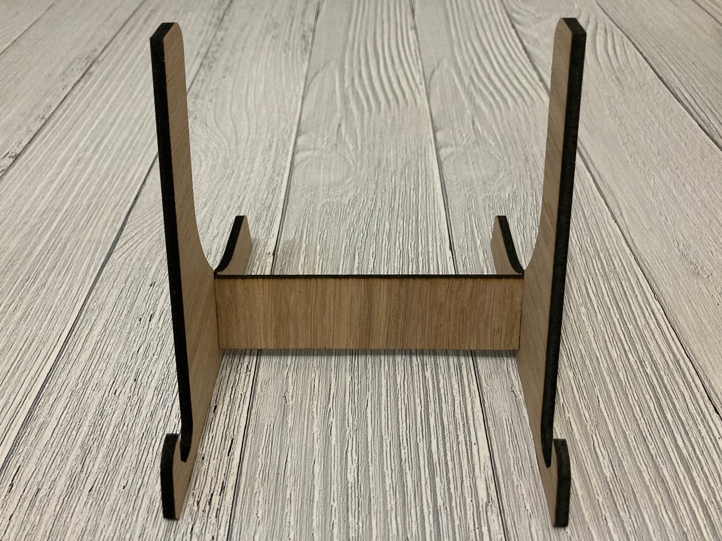 Please Queue Here oak sign reverse — jute string, pre-drilled holes