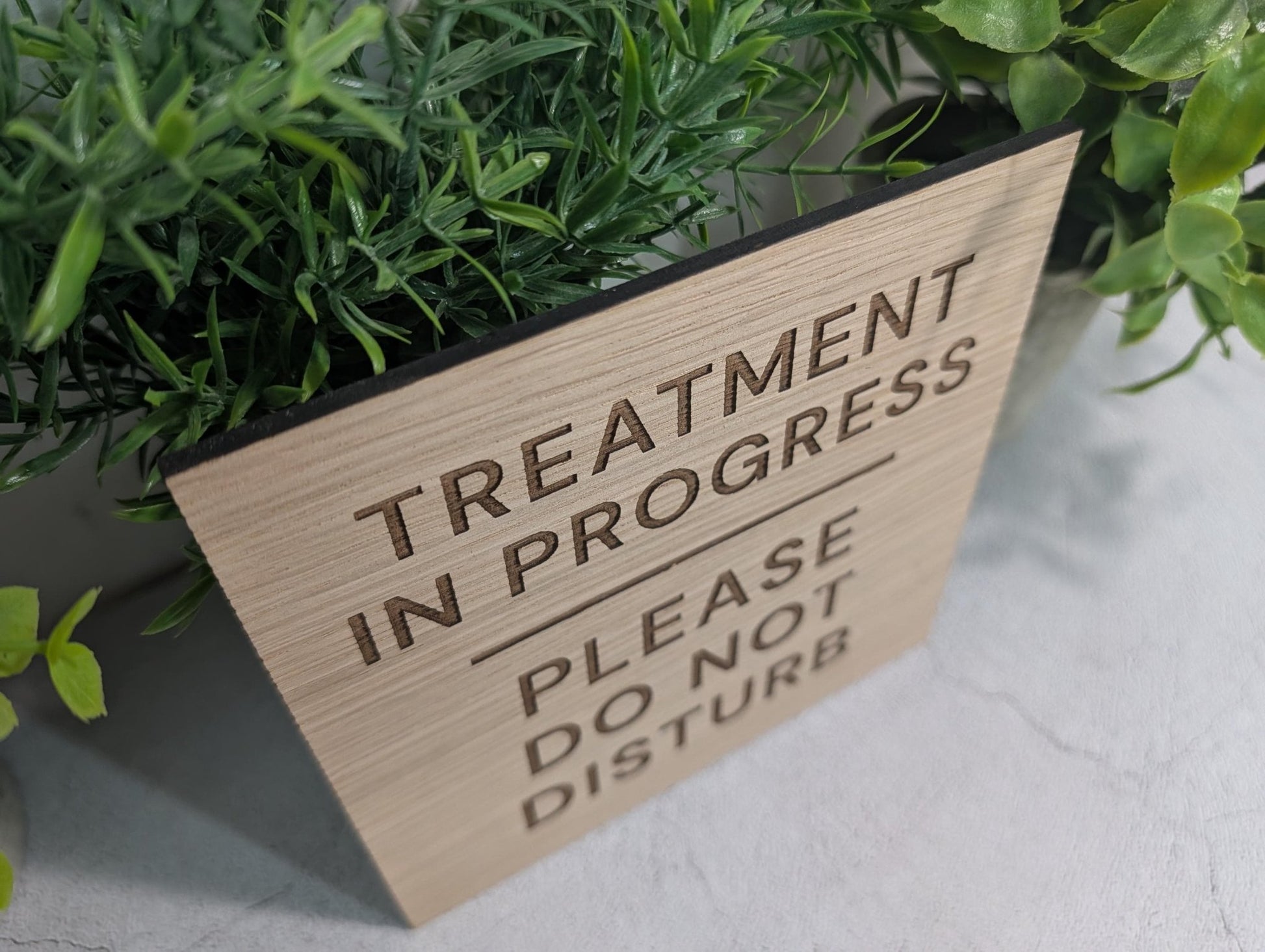 Treatment in Progress square sign three sizes shown together