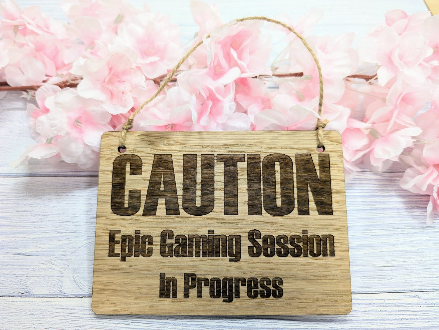 Warning - Epic Gaming Session in Progress - Wooden Sign - CherryGroveCraft