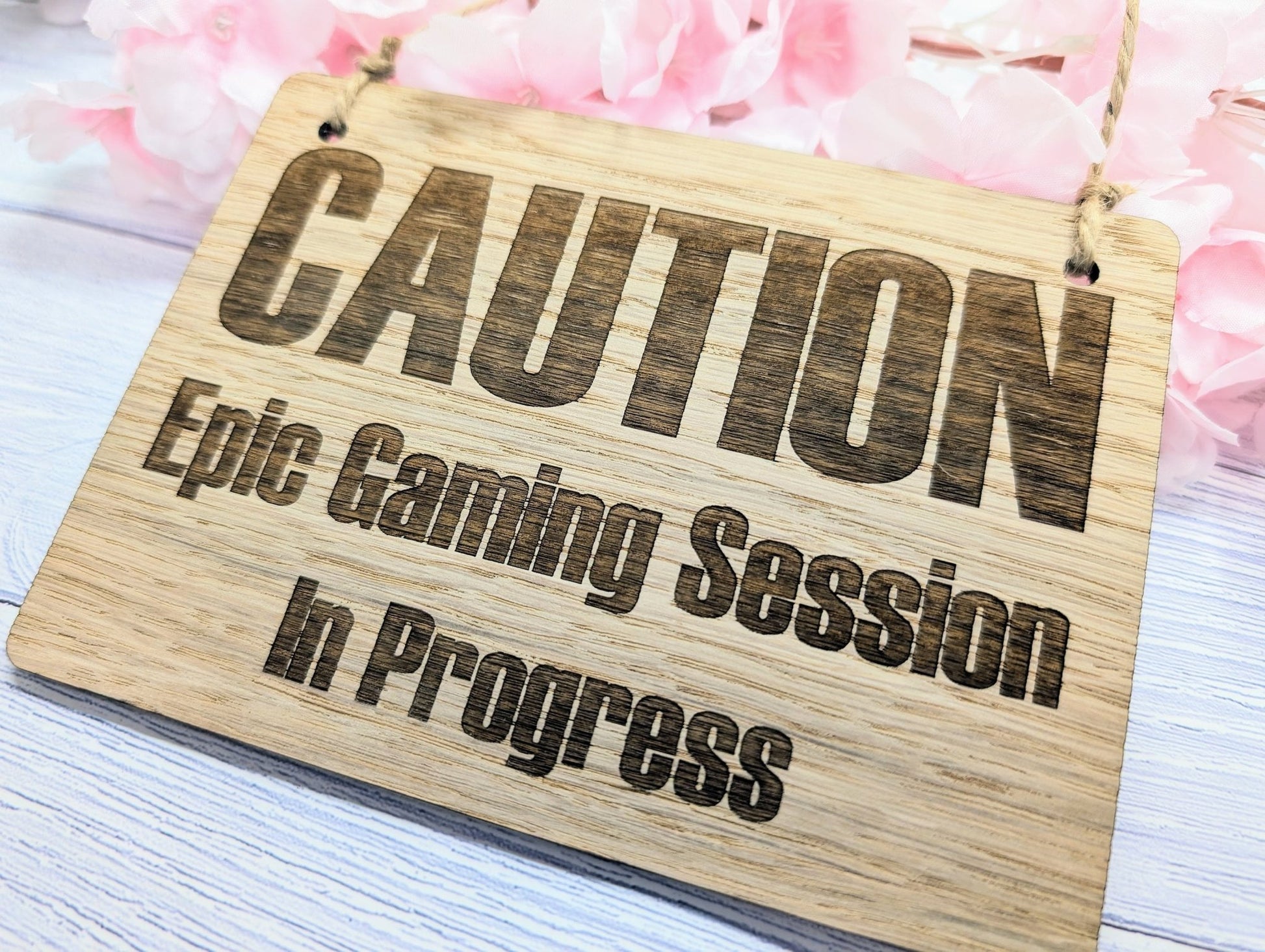 Warning - Epic Gaming Session in Progress - Wooden Sign - CherryGroveCraft
