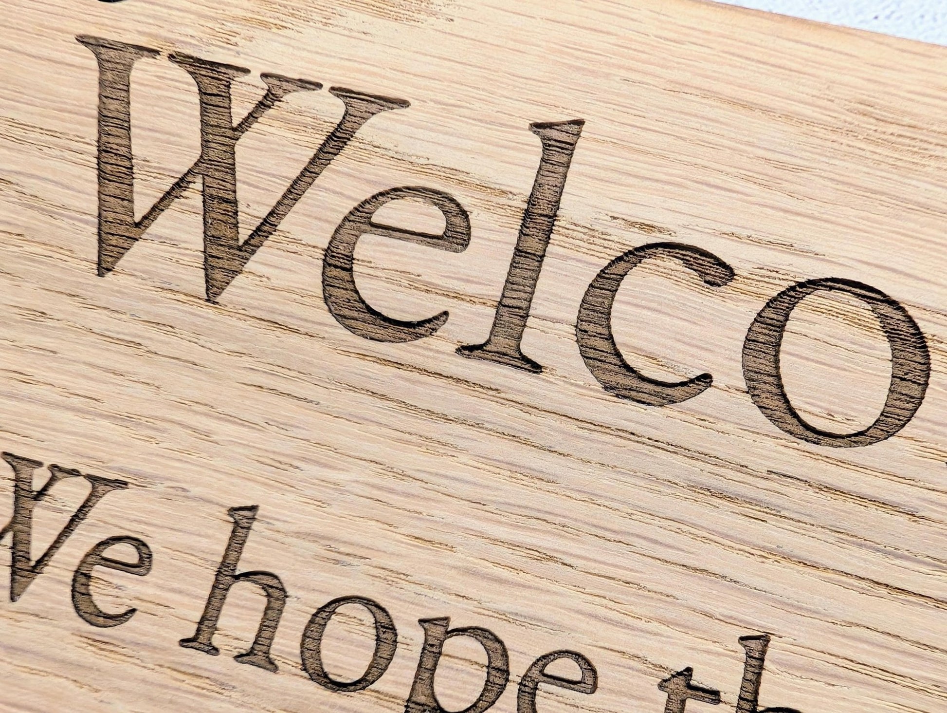 Welcome Sign – Oak Veneered Wooden Hanging Sign for Holiday Lets, Guest Rooms and B&Bs, Handmade in Wales, Eco Friendly Packaging, 4 Sizes - CherryGroveCraft