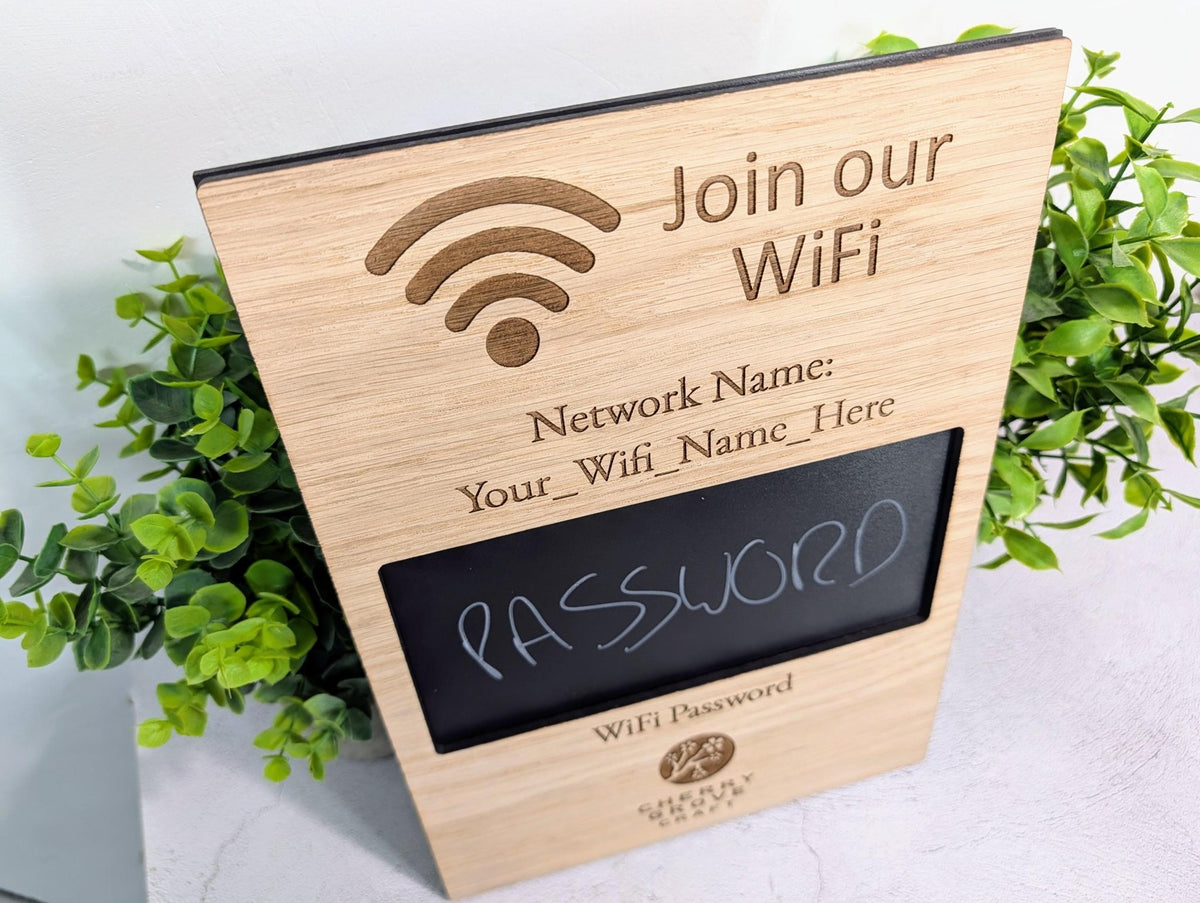 WiFi blackboard sign for holiday lets and guest rooms — A4 portrait