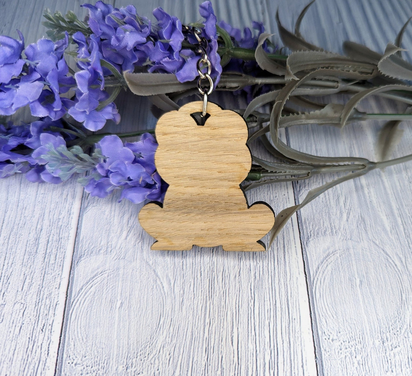 Wooden Frog Keyring | Jump For Joy | Bag Tag | Can Be Personalised | Oak Veneered MDF - CherryGroveCraft